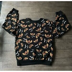Disney‎ Stitch Juniors Black Pumpkin Bats Halloween Sweatshirt Size Small (3-5)